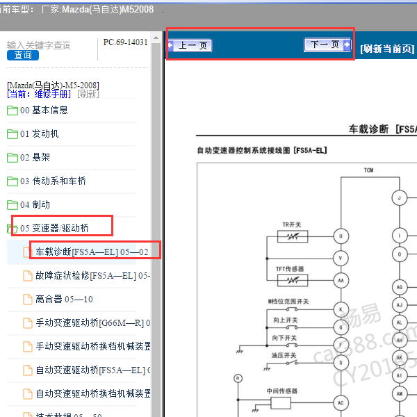 2008年马自达M5变速箱电路图