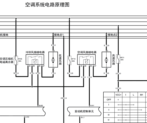 2014年北汽威旺307 空调和车窗电路图