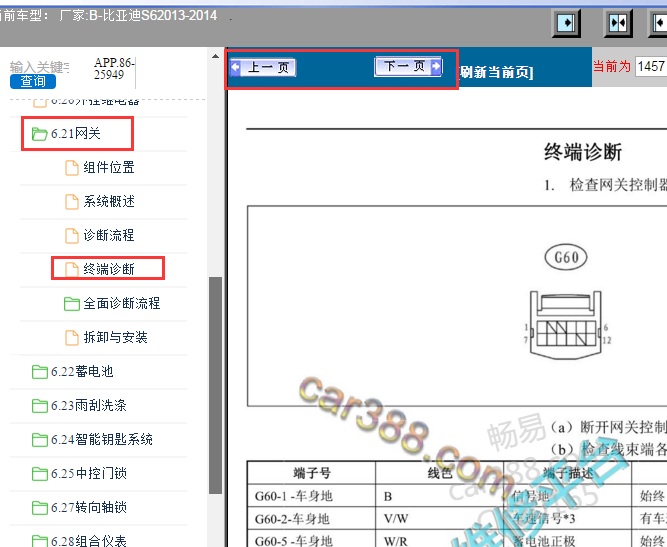 2013-2014年比亚迪S6网关针脚资料