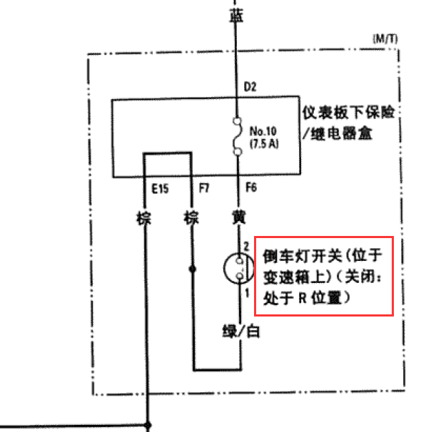 本田CRV倒车灯开关位置.
