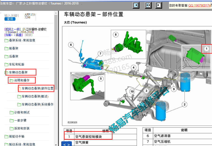 2016-2018年福特途睿殴空气悬挂模块位置