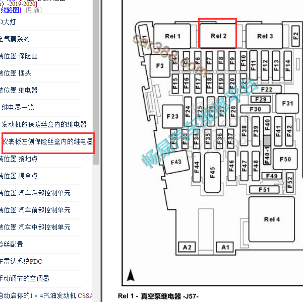 2019-2020年大众途岳空调继电器位置