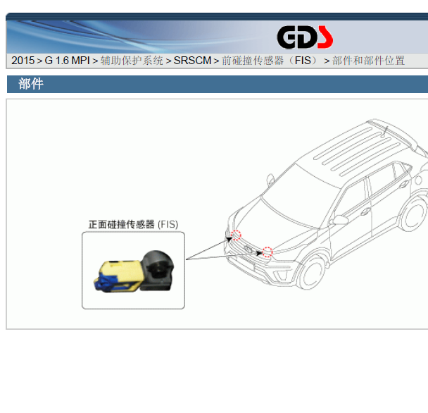 2015年现代名驭 碰撞传感器位置