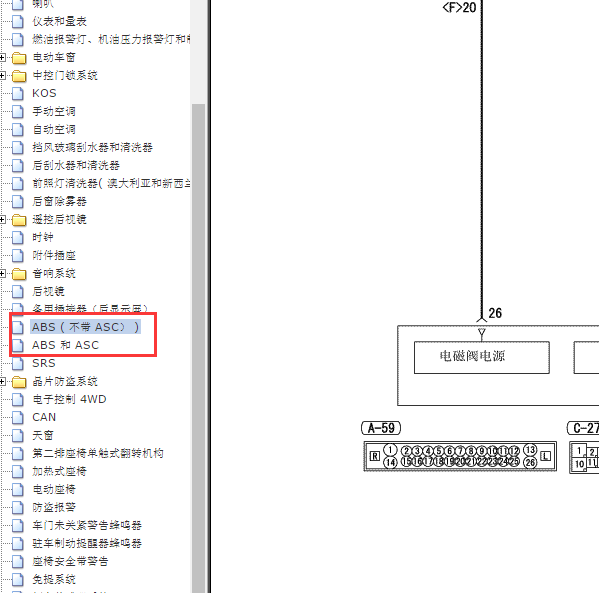 2009年欧蓝德ABS电路图与针脚