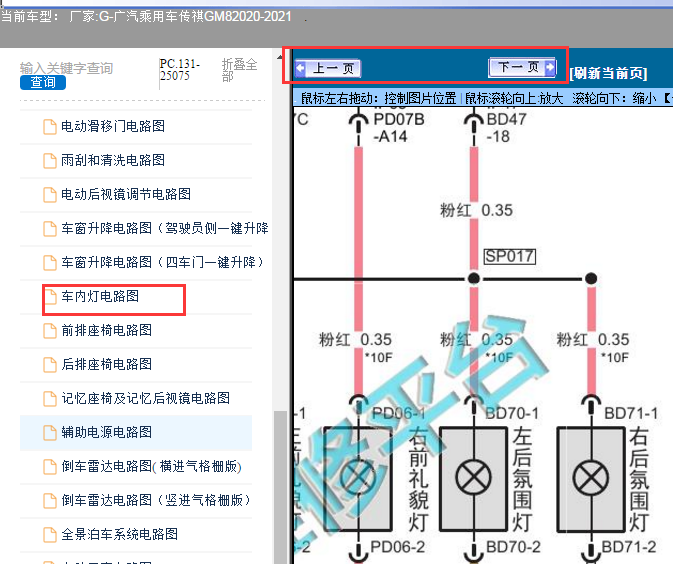 2020-2021年广汽传祺GM8氛围灯电路图