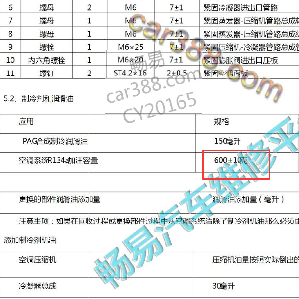 2015年瑞虎5 制冷剂加注量