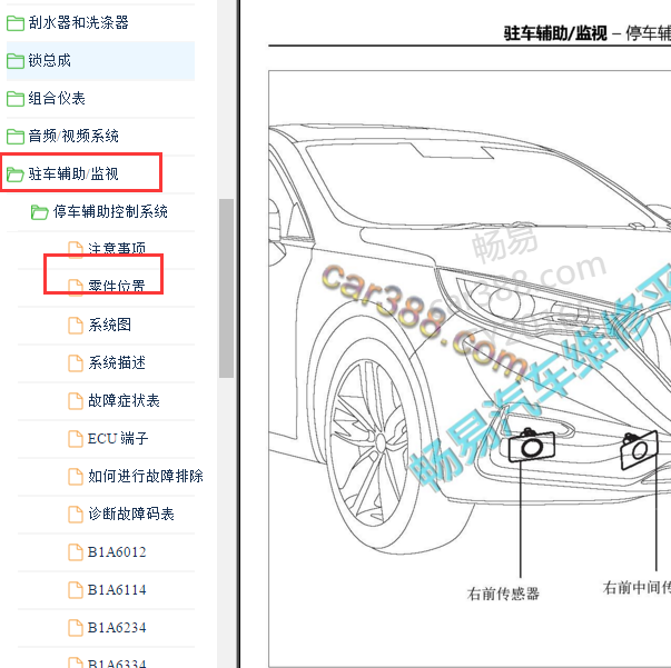 2018年红旗H5 倒车雷达传感器位置