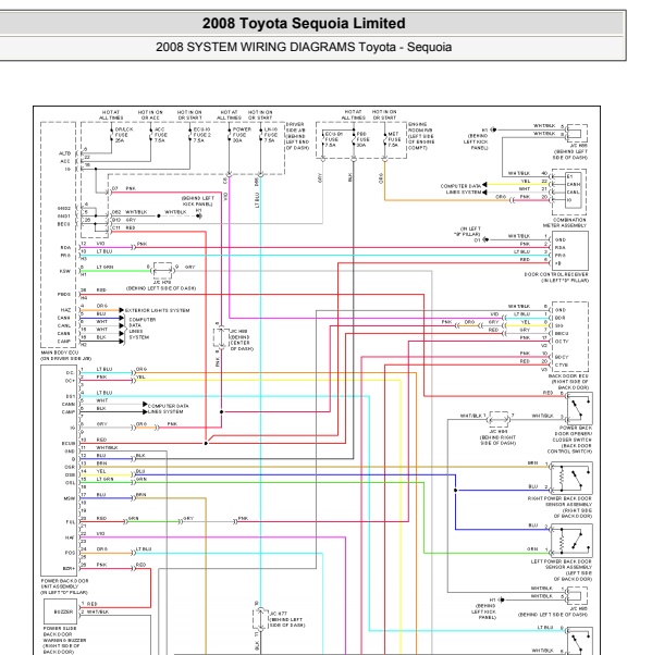 2008年款红杉尾门电脑板电路图