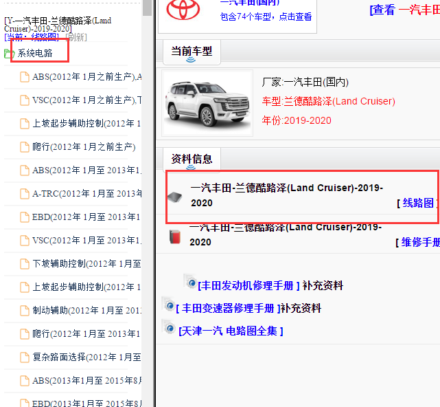 2019-2020年丰田酷路泽电路图