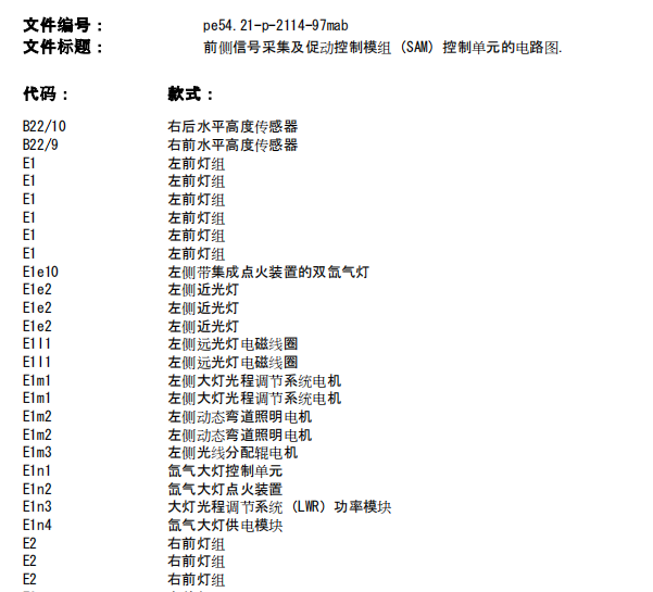 2006年奔驰GL450 SAM电路图与相关位置