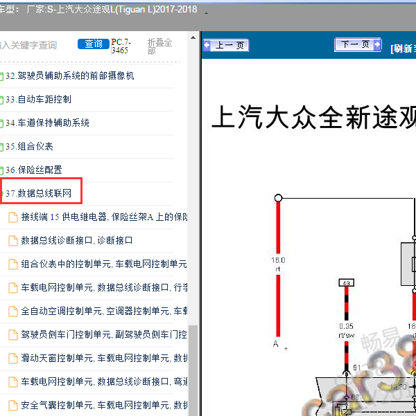 2017-2018年大众途观 网络电路图