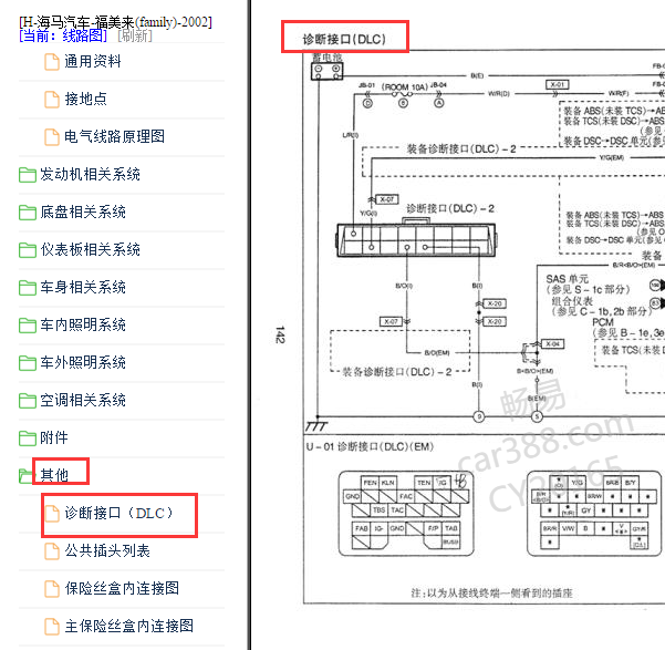 2002年马自达福美来诊断接口电路图
