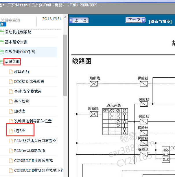 2000-2005年日产奇骏 QR25发动机电路图