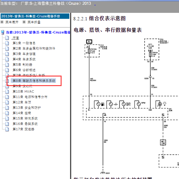 2013年雪佛兰科鲁兹 仪表电路图