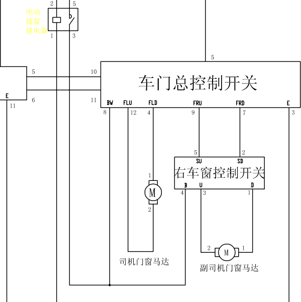 2006年丰田海狮车窗电路图