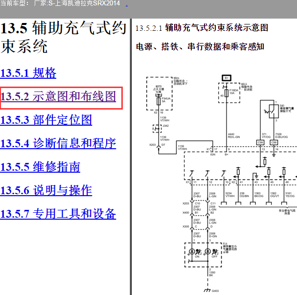 2014年凯迪拉克SRX气囊电路图