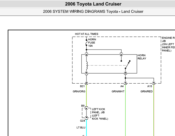 2006年丰田酷路泽喇叭电路图