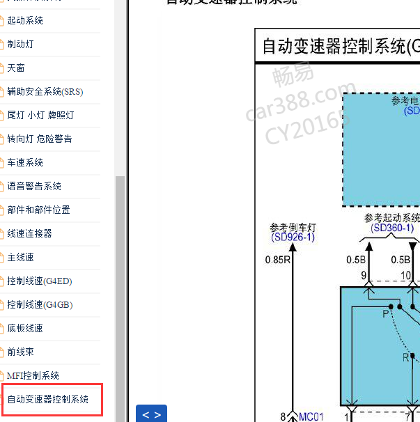 2010-2011年现代伊兰特自动变速箱电路图