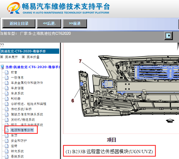 2020年凯迪拉克CT6远程雷达传感器位置