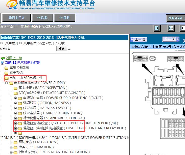 2011年Infiniti(英菲尼迪)EX25前大灯保险丝位置图