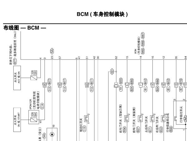 2006年日产轩逸车身电脑电路图和针脚
