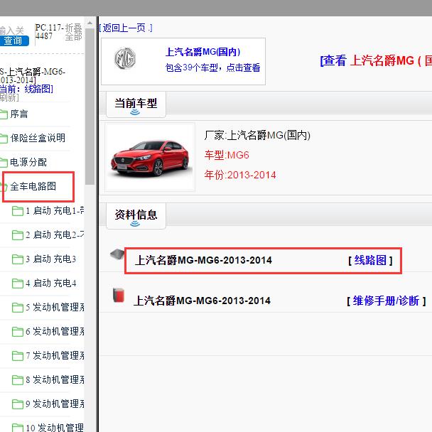 2013-2014年上汽名爵MG6全车电路图
