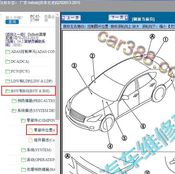 2014年Infiniti(英菲尼迪)-Q70倒车雷达位置