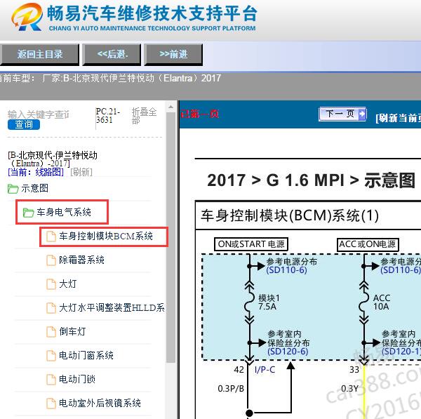 2017年现代悦动车身电路图