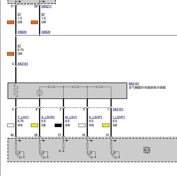 2007年宝马迷你发动机氧传感器电路图