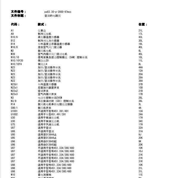 2012年奔驰SMART空调电路图
