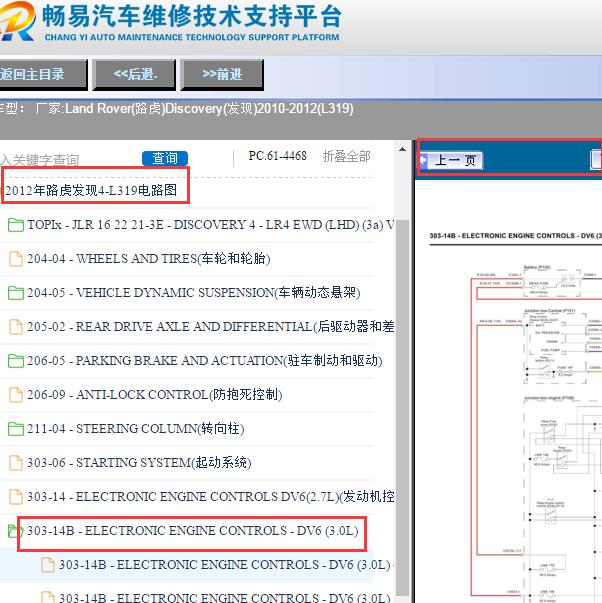 2012年路虎发现4发动机电路图