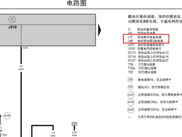 2006年大众速腾BPL 发动机油泵继电器电路图