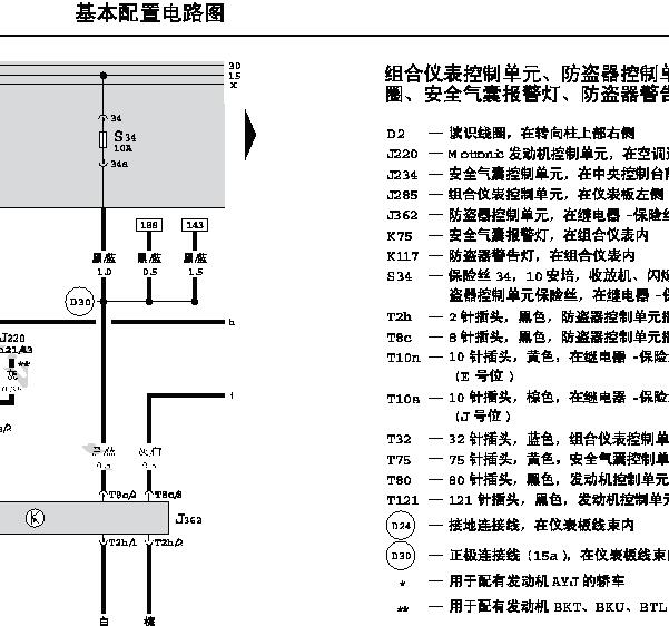 2007年大众桑塔纳仪表电路图