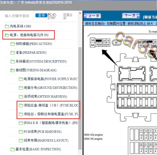 2016-2018年Infiniti(英菲尼迪)-Q70保险丝继电器位置