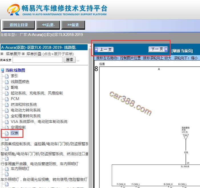 2018-2019年讴歌TLX仪表电路图