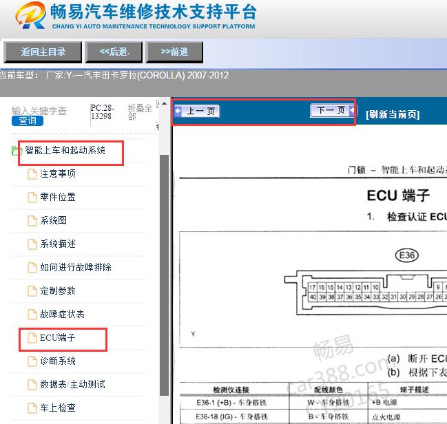 2007-2012年丰田卡罗拉智能钥匙系统针脚资料