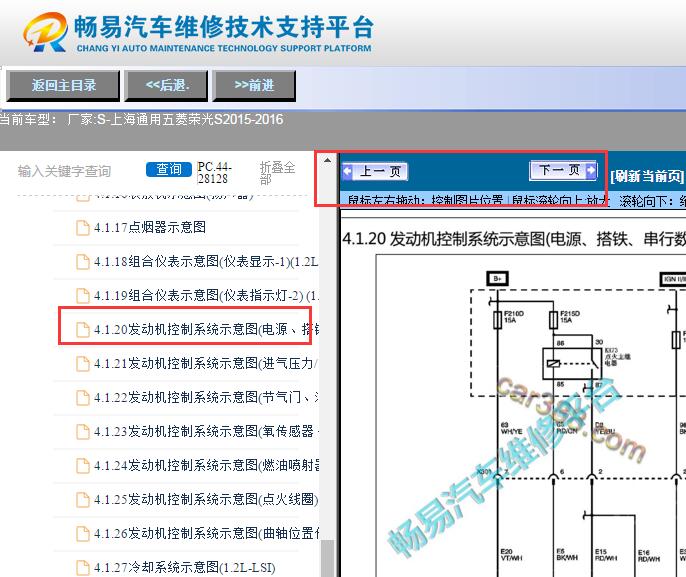 2015-2016年五菱荣光S发动机电路图