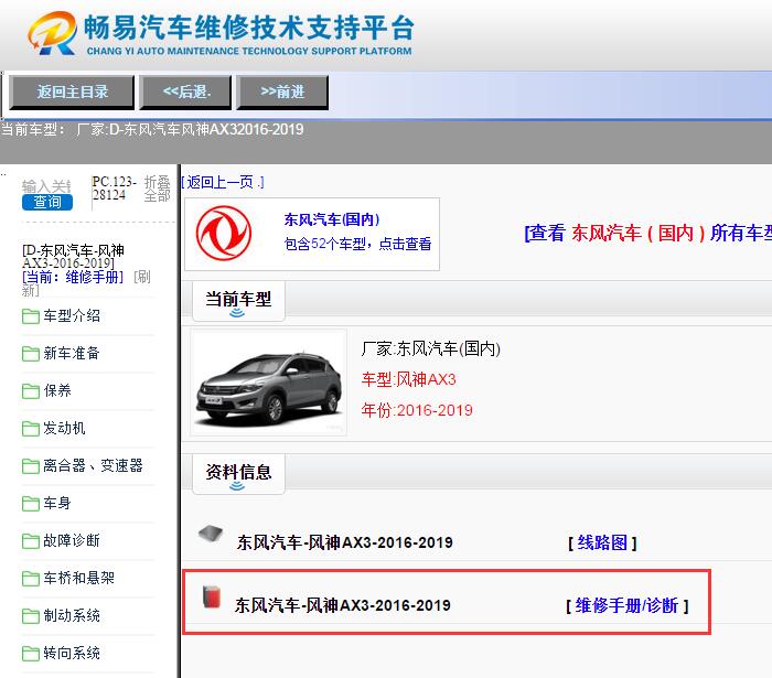 东风汽车-风神AX3-2016-2019[ 维修手册/诊断 ]