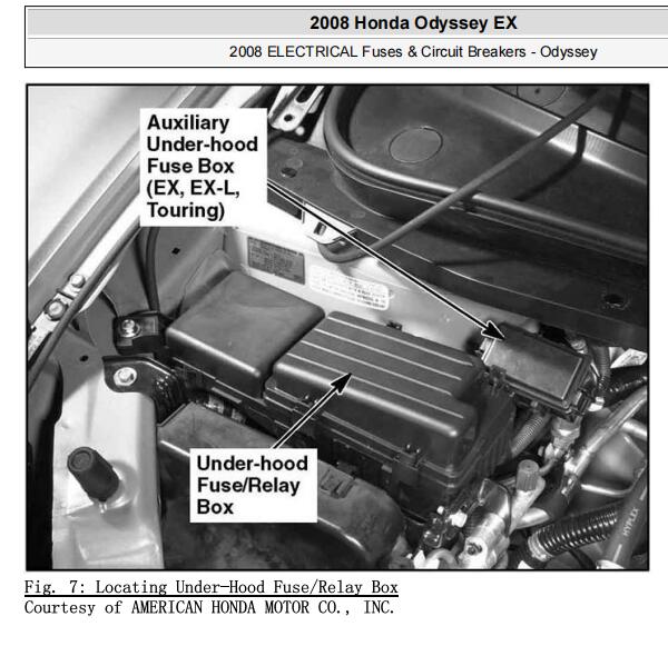 2008年本田奥德赛保险继电器示意图