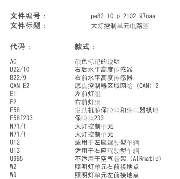 奔驰GLS450大灯电路图