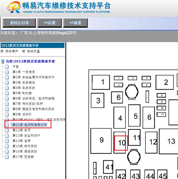 2012年别克君威冷却风扇继电器位置资料