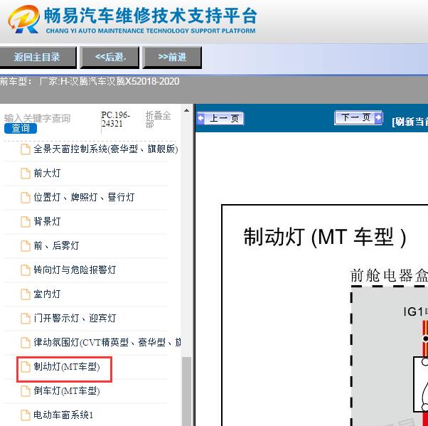 2018-2020年汉腾X5刹车灯电路图