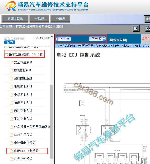 2014-2015年长城哈弗M4发动机电路图