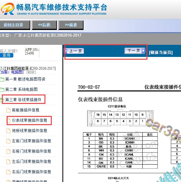 2016-2017年江铃新能源E200 0BD针脚定义