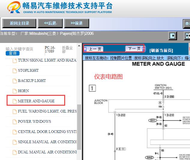 2006年三菱帕杰罗仪表电路图