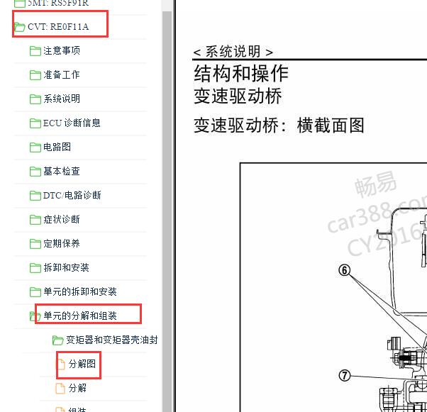 2016年轩逸CVT变速箱阀体分解图
