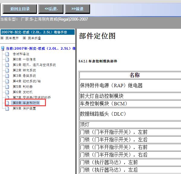2007年别克君威车身位置