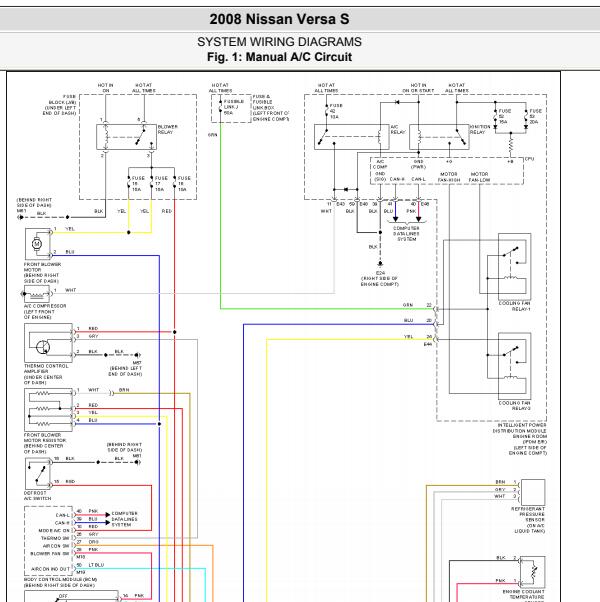 2008年日产骐达手动空调线路图