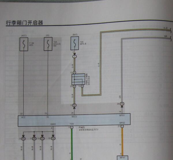 2005年丰田皇冠后备箱电路图