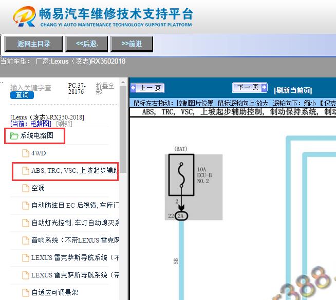 2018年雷克萨斯RX350  ABS电路图